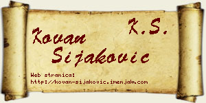 Kovan Šijaković vizit kartica